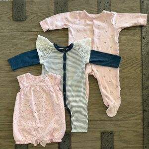 Charming Striped and Pink Kids Footie Set
Bundle of three items as on photo